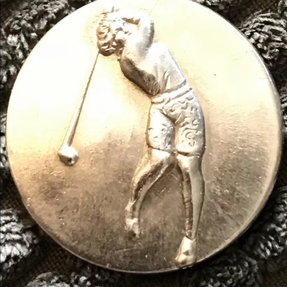 Antique GOLD FILLED 3D Womens GOLF Pendant Charm